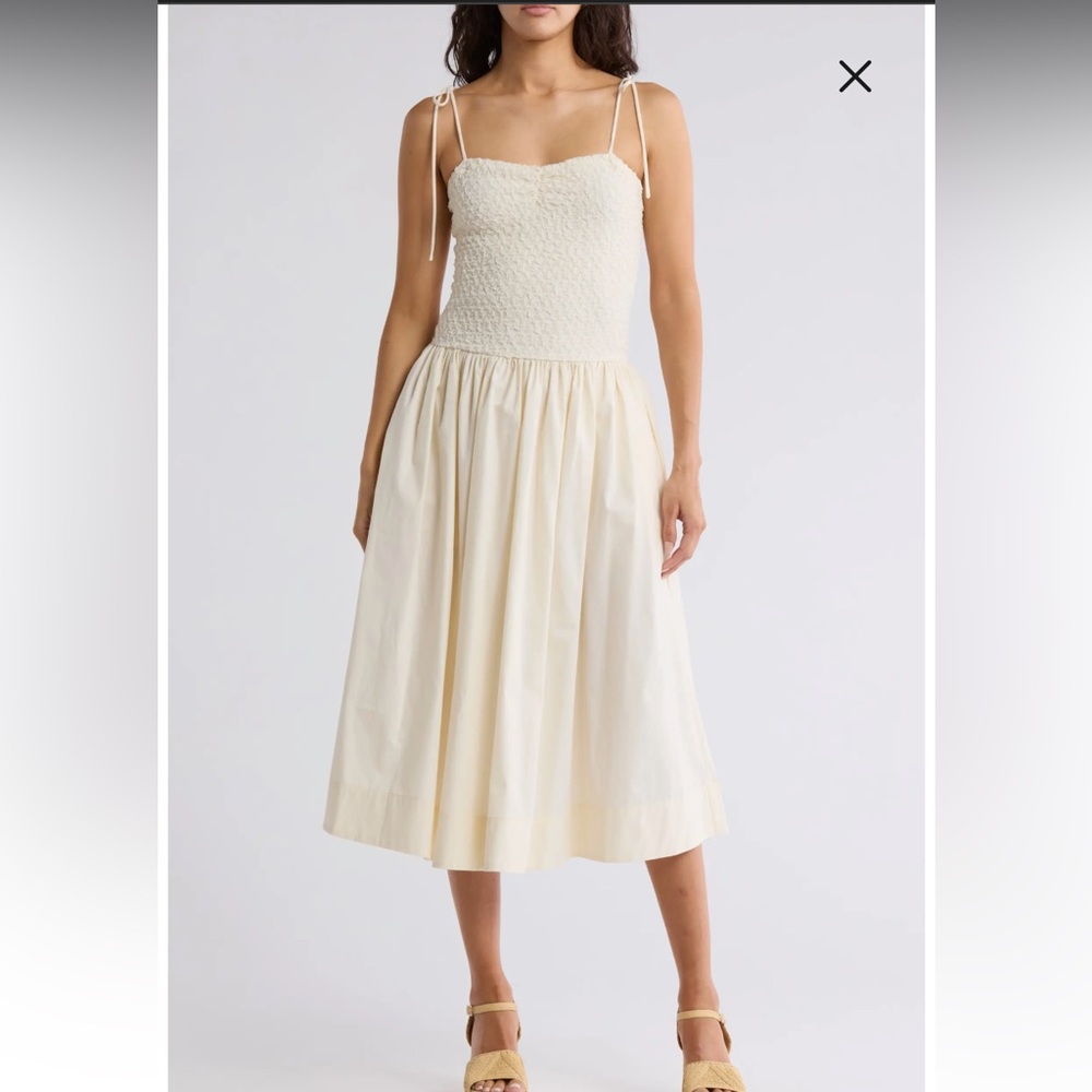 Lush Tied Strap Drop Waist Midi Dress